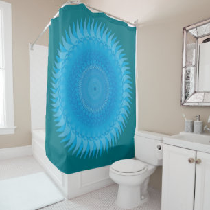 Cortina Para Chuveiro Sun Mandala - azul claro