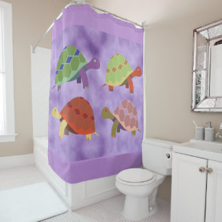 Cortina Para Chuveiro Tartarugas Coloridas Trabalho de arte design Corti