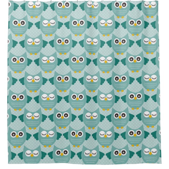 Cortina Para Chuveiro Teal Owls (Frente)