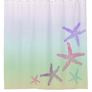 Cortina Para Chuveiro Tema Costeiro Starfish sobre o padrão do Aqua Past