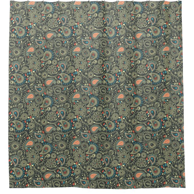 Cortina Para Chuveiro Teste padrão 3 de Paisley (Frente)