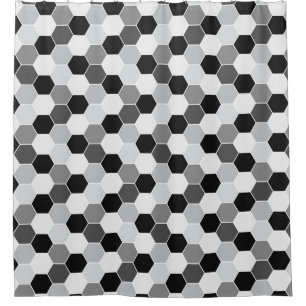 Cortina Para Chuveiro Teste padrão cinzento branco preto do favo de mel