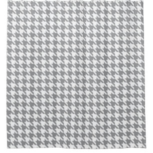 Cortina Para Chuveiro Teste padrão cinzento e branco de Houndstooth