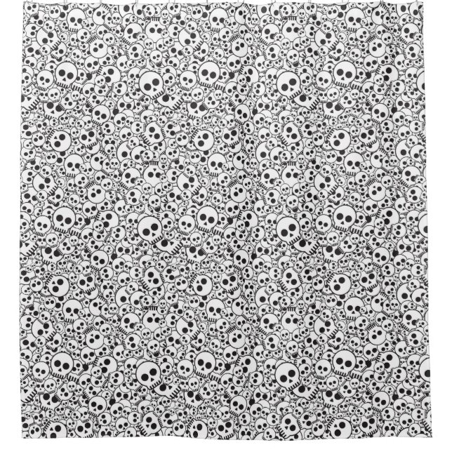 Cortina Para Chuveiro Teste padrão com crânios (Frente)