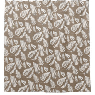Cortina Para Chuveiro Teste padrão da samambaia da floresta, Taupe Tan