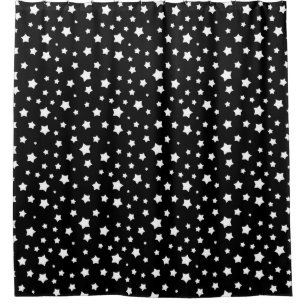 Cortina Para Chuveiro Teste padrão de estrelas preto e branco