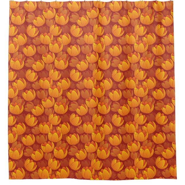 Cortina Para Chuveiro Teste padrão de flor dourado (Frente)