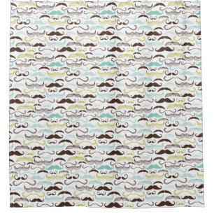 Cortina Para Chuveiro Teste padrão do bigode, estilo retro 2