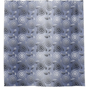 Cortina Para Chuveiro teste padrão étnico cinzento de paisley