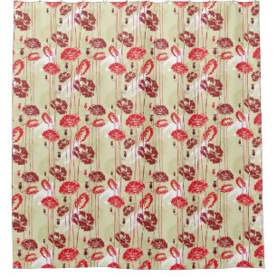 Cortina Para Chuveiro Teste padrão floral 2 da elegância abstrata