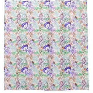 Cortina Para Chuveiro Teste padrão floral 9
