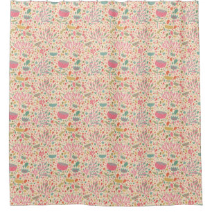 Cortina Para Chuveiro Teste padrão floral brilhante