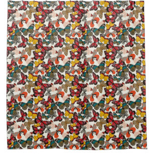 Cortina Para Chuveiro Teste padrão floral retro