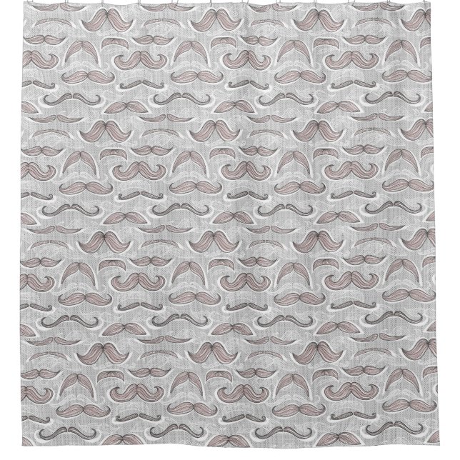 Cortina Para Chuveiro Teste padrão na moda do bigode (Frente)