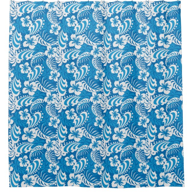 Cortina Para Chuveiro Teste padrão tropical do hibiscus (Frente)