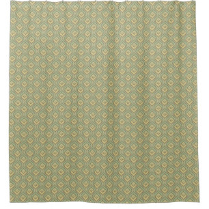 Cortina Para Chuveiro Teste padrão verde e amarelo do vintage retro