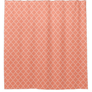 Cortina Para Chuveiro Teste padrão vermelho coral de Quatrefoil