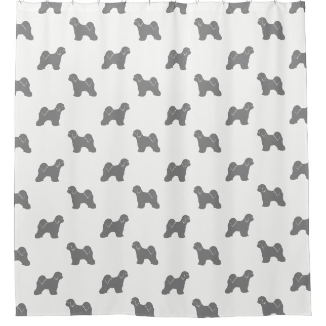Cortina Para Chuveiro Tibetano Terrier Silhouettes Patterno (Frente)
