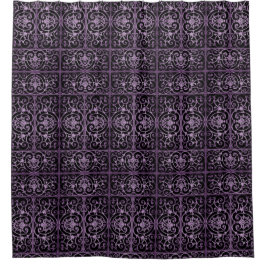 Cortina Para Chuveiro Trabalho de rolo roxo e preto