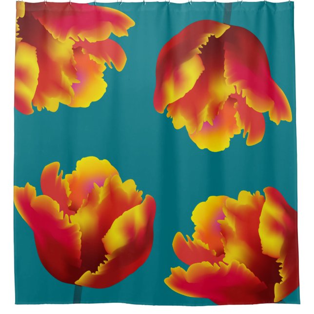 Cortina Para Chuveiro Tulipas de Cenoura Laranja Fiery (Frente)