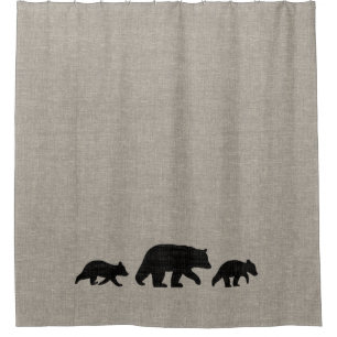 Cortina Para Chuveiro Urso preto com silhuetas de Cubs