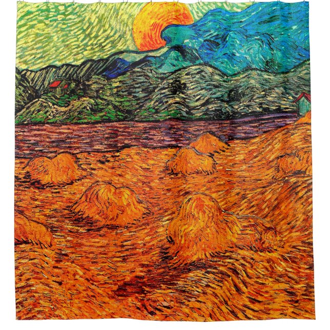 Cortina Para Chuveiro Vincent Van Gogh - Paisagem Noturna com Lua Nascen (Frente)