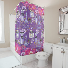 Cortina Para Chuveiro Vintage Paris Fashion Victim - Glitter Design