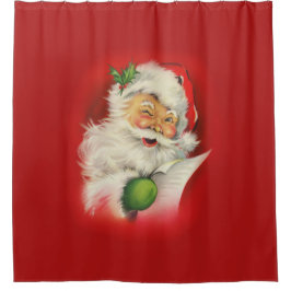 Cortina Para Chuveiro Vintage Santa Claus Natal