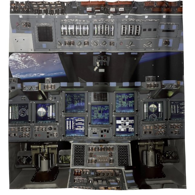 Cortina Para Chuveiro Vista de Janela de Órbita de Cockpit Earth do Shut (Frente)