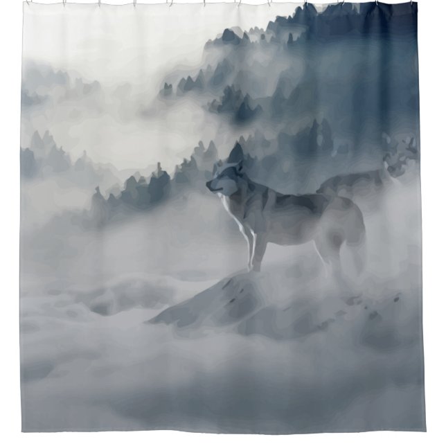 Cortina Para Chuveiro Wolf Animal Willife Art (Frente)
