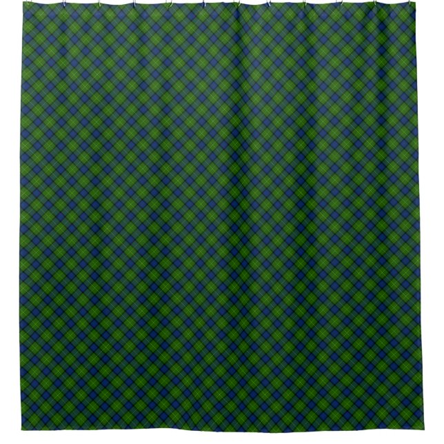 Cortina Para Chuveiro Xadrez azul verde Muir Moore tartan (Frente)