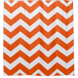 Cortina Para Chuveiro Zigzags Laranja E Branco