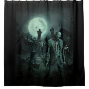 Cortina Para Chuveiro Zombis da Lua cheia