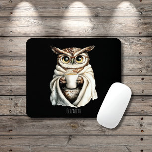 Coruja Aconchegante com Mouse Pad de Caneca de Caf