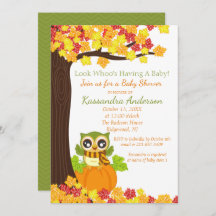 Coruja adorável em um convite do chá de fraldas da