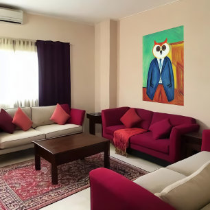 Coruja antropomórfica em roupas   AI Art Poster