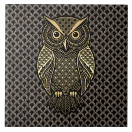 Coruja Art Déco Dourada