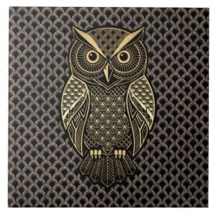 Coruja Art Déco Dourada