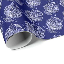 Coruja (azul escuro) - Papel de embrulho