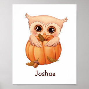 Coruja Bebê Adorável Com Poster de Nome