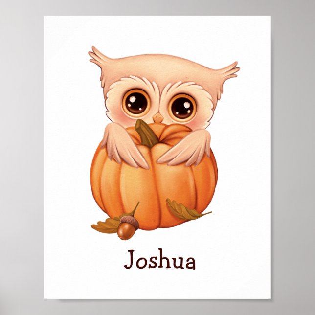 Coruja Bebê Adorável Com Poster de Nome (Frente)