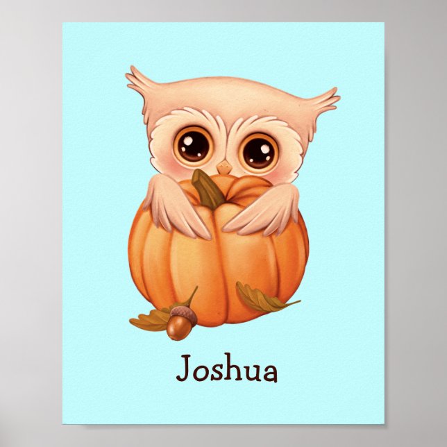 Coruja Bebê Adorável Com Poster de Nome (Frente)