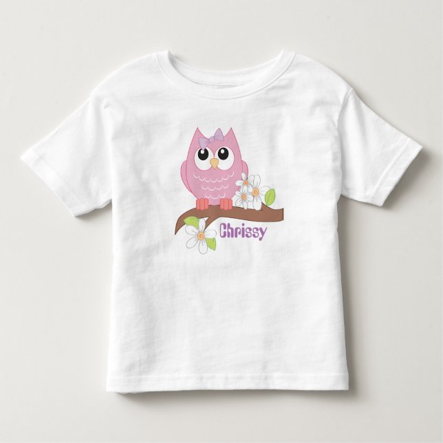 Coruja bonita adiciona nome a camiseta infantil (Frente)