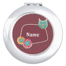 Coruja bonito espelho compacto personalizado