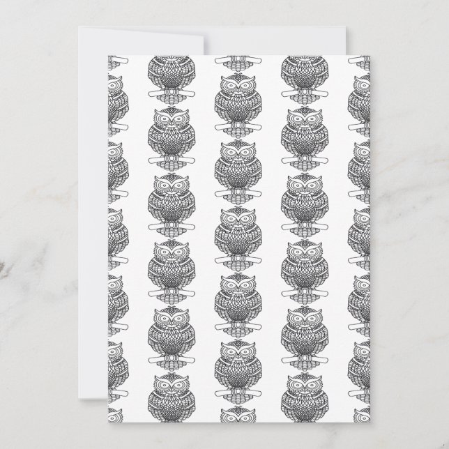 Coruja (branco padrão) - Cartão de Saudação (Frente)