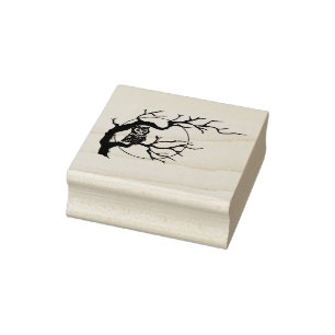 Coruja Clássica no Ramal com Carimbo de Arte Lua