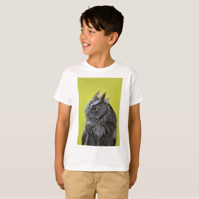 Coruja - crianças Camisa sem rótulo Hanes (Frente Completa)