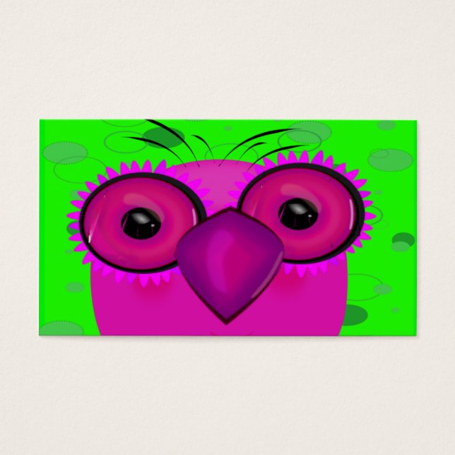 Coruja de Cartoon Roxo Funky no Fundo do Verde lim (Frente)