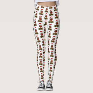 Coruja De Natal Bonita Em Leggings De Ramo De Pinh
