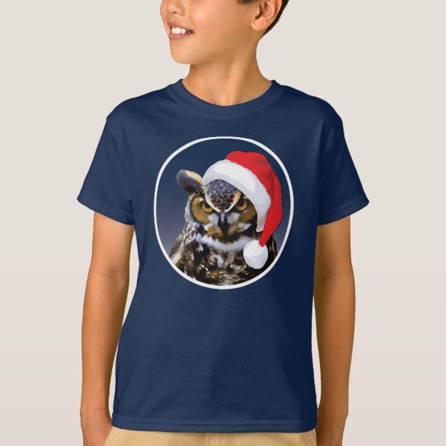 Coruja de Natal - Camisa T De Mãos Básicas Para Cr (Frente)